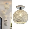 thumbnail image 2 of DOLITY Semi Flush Mount Ceiling Light, LED Bulb Not Included, Ceiling Light Fixture, Farmhouse Light Fixture Aluminum Lampshade for Hallway Dining Room - Argent, 2 of 9