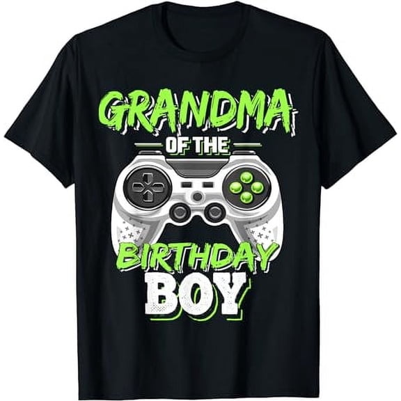 Grandma of the Birthday Boy Video Game Controller Graphic Tshirt for Special Occasions Unisex Tee