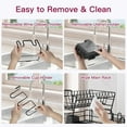 thumbnail image 6 of 2 Tier Black Large Stainless Steel Dish Drainers Drying Rack for Kitchen Counter with Drainboard, Rust Proof Metal, Space Saving, Modern Aesthetic, Compact Plates Strainers with Extra Mat, 6 of 6