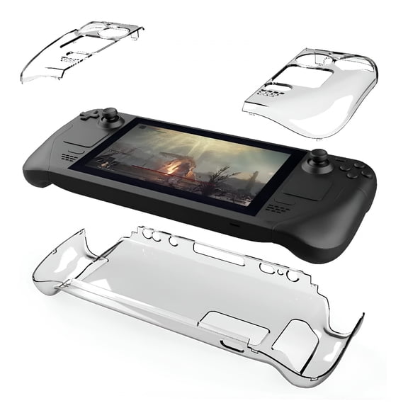 GJX 2026 New Clear Protective Hard Case for Steam Deck, Anti-Fingerprint Water-Proof Dockable Crystal Shell for Stream Deck