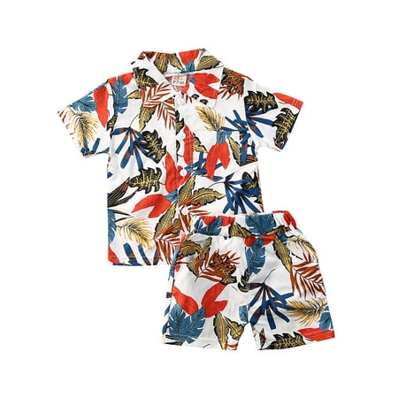 

Bmnmsl Boys Summer Set Short Sleeve Turn-down Collar Shirt Shorts
