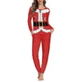 thumbnail image 2 of Renewold Candy Canes Elf Family Pajama Matching Set 2 Pieces Women's Scoop Neck Long Sleeve Tees Pants Bottom Thermal Christmas Sleepwear T-Shirt Size 4XL, 2 of 5
