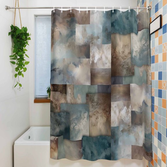 Shower Curtain,Gradient Color Block Abstract Art Waterproof Fabric Bath Curtains with Hooks Twisted Line Modern Style Washable Bathroom Shower Curtains for Home Hotel Decor,36x72 Inch