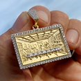 thumbnail image 4 of 14K Gold Finish over Real Solid 925 Sterling Silver The Last Supper Meal Rectangular Iced CZ Hip Hop Pendant, 4 of 7