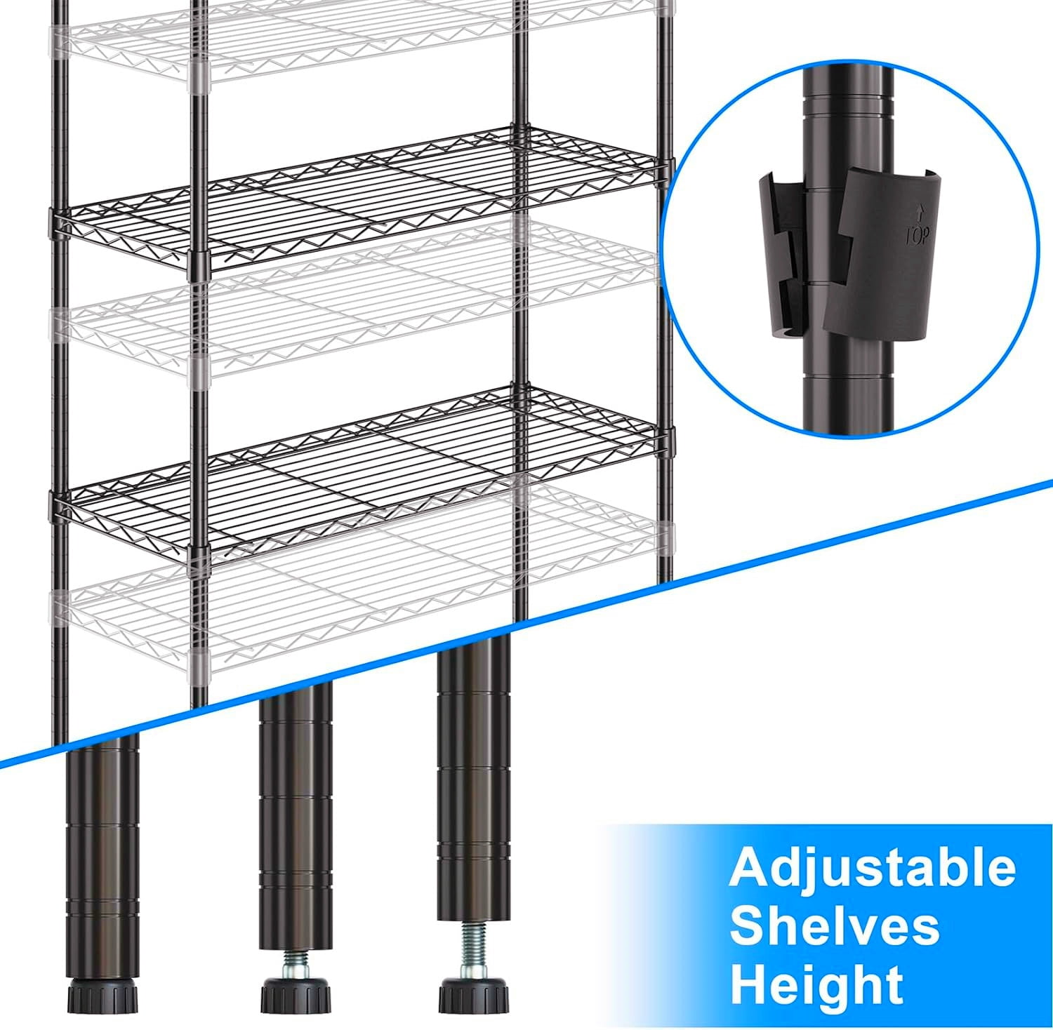 Ktaxon 3-Shelf Storage Rack, Adjustable Metal Wire Shelving Organizer Black, 35.4"L x 13.78"W x 31.5"H