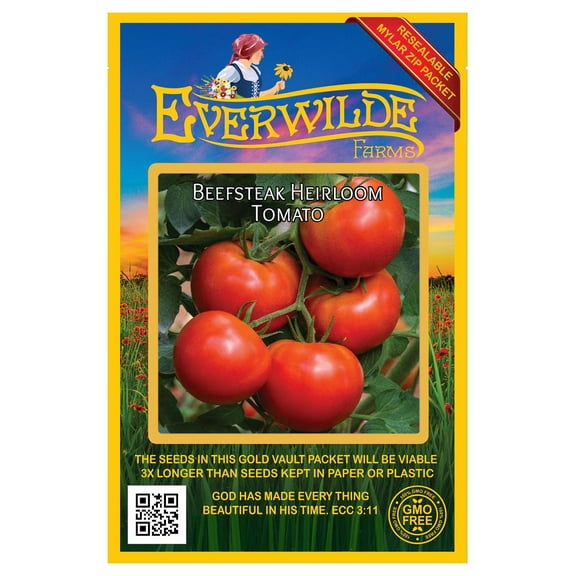 Everwilde Farms - 100 Beefsteak Heirloom Tomato Seeds - Gold Vault Jumbo Bulk Seed Packet