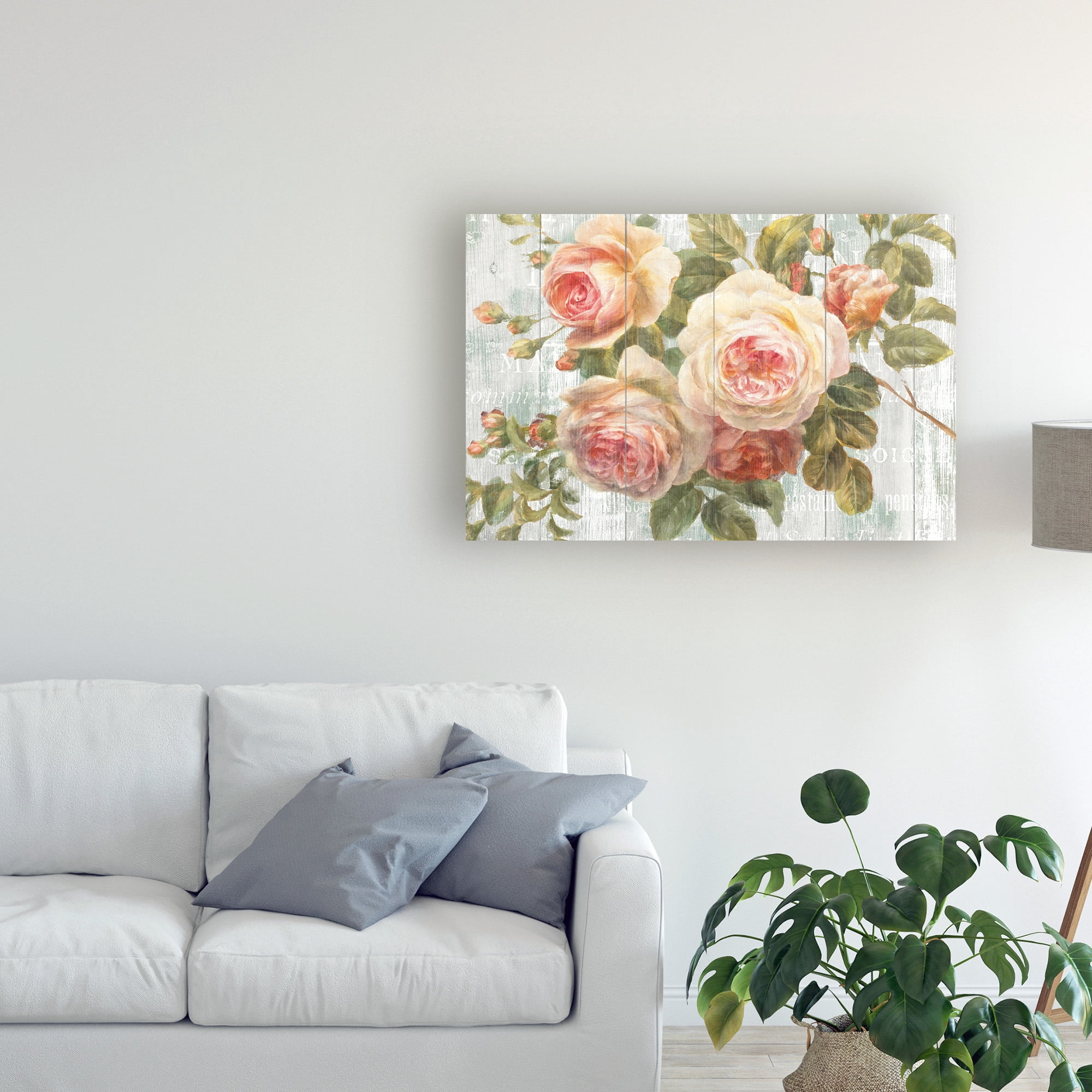 Trademark Fine Art 'Vintage Roses on Driftwood' Canvas Art by Danhui Nai