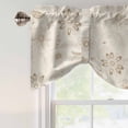 thumbnail image 4 of Brown Flowers Tie Up Valance Curtains for Windows, Kitchen Curtains Window Treatments, Vintage Ethnic Tribal Floral Leaves Short Window Shades Valances for Bedroom Bathroom Cafe 42"x18", 4 of 8