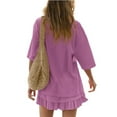 thumbnail image 5 of Kilaqueen Two Piece Sets for Women Crew Neck Short Sleeve Tops and Flowy Pleated Skirts Solid Color Beach Vacation Outfits Set, 5 of 5