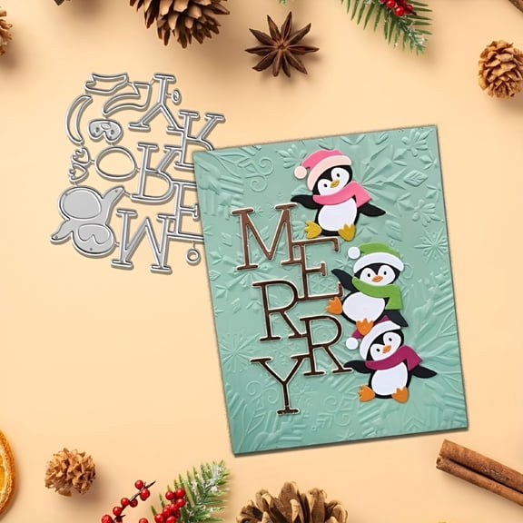 CCOCC Merry Christmas Penguin Die Cuts for Card Making Stamps Cutting Dies for DIY Paper Scrapbooking Crafts Embossing Decorations