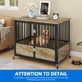thumbnail image 3 of Dextrus 38" Wooden Dog Crate Furniture with Wheels,Double-Doors Dog Kennel Indoor,End Table & Dog Cage Table - Greige, 3 of 8