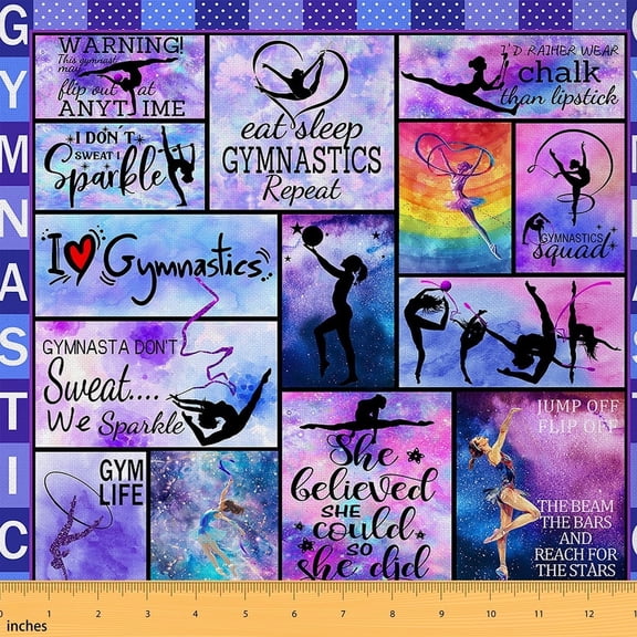 Castle Fairy Gymnast Girl Fabric by the Yard 1 Yard for Teens,Geometric Plaid Home Decor Fabric by the Yard,Gradient Galaxy Room Decor Fabric by the Yard,Luxury Bedroom Decor