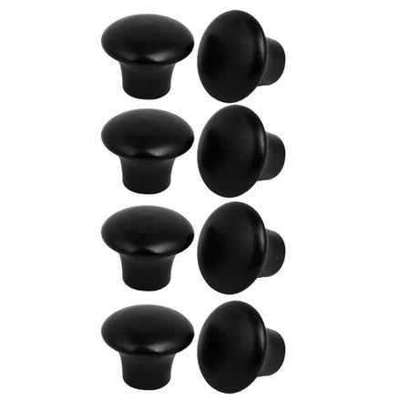 8 Pcs 18x23mm Cabinet Drawer Single Hole Wooden Pull Knobs Handles Black