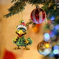 Christmas Chicken Ornaments, Hilarious Novelty Holiday Tree Decor with Comical Expressions, Acrylic Hanging Pendants for Gifts, Parties,Home Decor Christmas Decorations for Tree,Car Pendant (B)