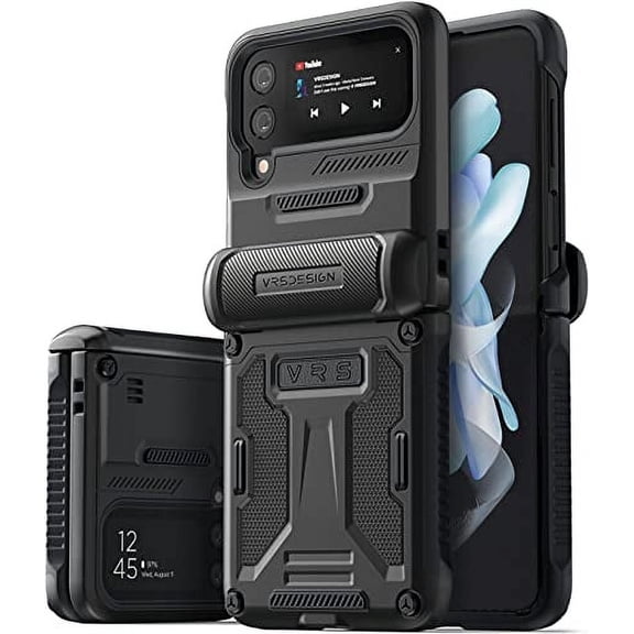 VRS DESIGN Phone Case for Galaxy Z Flip 4 5G Case (2022), [Terra Guard Active] Premium Durable Semi-Auto Hinge Protection (Matte Black)