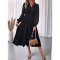 thumbnail image 4 of Long Sleeve Dress for Women Fall V Neck Aline Spring Elegant Modest Flowy Wedding Guest Maxi Dresses, 4 of 8