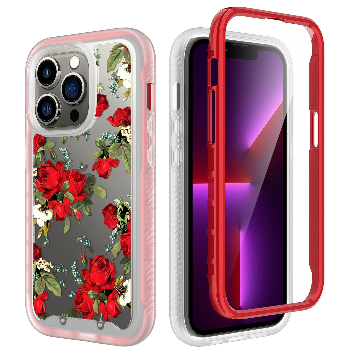 信頼も厚い For  Roses  Red Clear [ Case Phone ,Xpm Cover Frame Front Shockproof TPU Rubber Hard  Armor Layer Dual Hybrid 2in1 Design Stylish 5G Pro 6 Revvl T-Mobile iPhoneアクセサリー