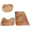 thumbnail image 2 of 3 Piece Bathroom Rug Set Includes Bath Rug, Contour Mat and Toilet Lid Cover, Machine Washable, Super Soft Microfiber & Non Slip Bath Rugs with Rubber Backing Solid (Khaki), 2 of 5