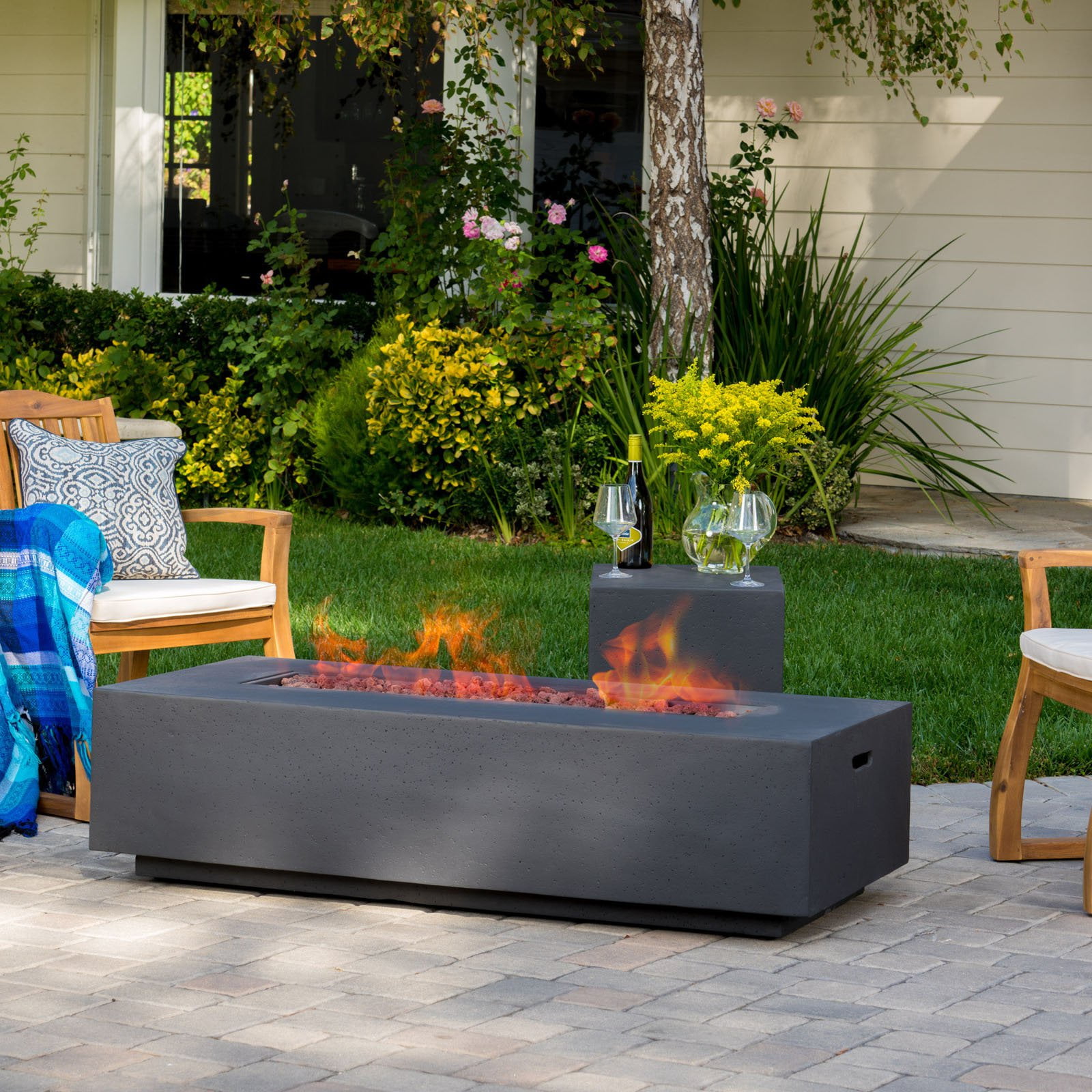 Baltic Rectangle Propane Fire Table In, Baltic Square Fire Pit Table