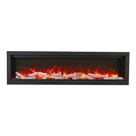 

50 Clean face Electric Built-in with log and glass black steel surround