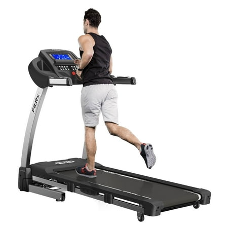 FitRx Crossrun Folding Treadmill  300lbs Capacity Large Foldable Treadmill for Home Workout with Incline  App  Bluetooth Speakers  and 5” LED Screen