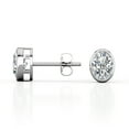 thumbnail image 3 of JeenMata Bezel Set 1 Carat Oval Shaped Moissanite Solitaire Stud Earrings In 18K White Gold Plating Over Silver, 3 of 5