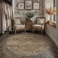 thumbnail image 2 of BERTHMEER 6'x6' Round Area Rugs for Living Room Dining Room Bedroom Office Oriental Floral Vintage Farmhouse Machine Washable Non-slip Traditional Distressed Carpets, Brown, 2 of 2