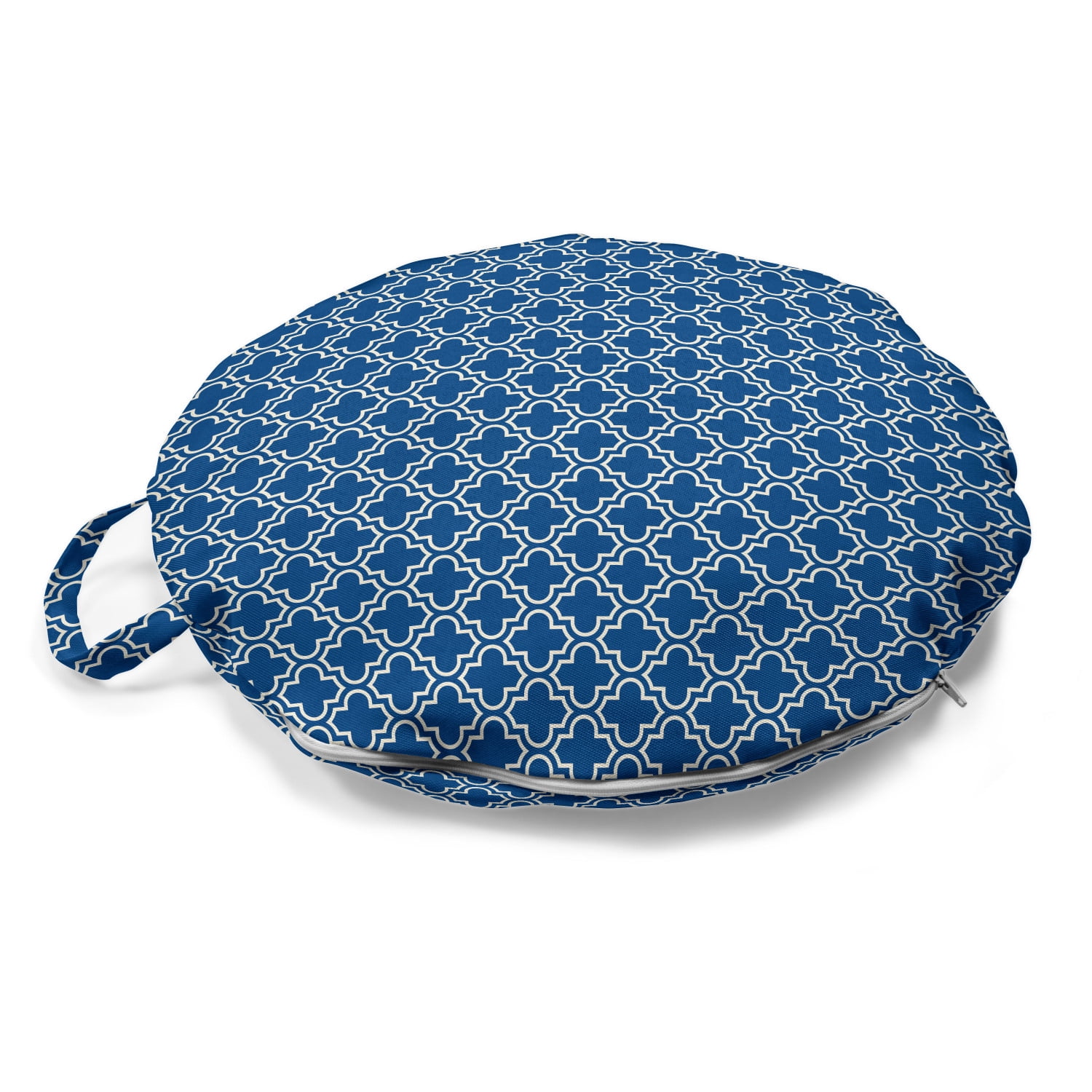 Quatrefoil Round Floor Cushion with Handle, Vintage Traditional Lattice — free download