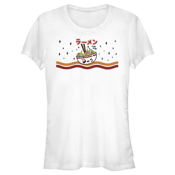 Junior's Maruchan Ramen Bowl Sparkles  Graphic Tee White X Large