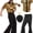 Gold, variant on 5PCS Mens 70's Disco Outfit Retro 70s Mens Costume for Adults 70s Outfits for Men Disco Outfit Men Perfect 70's Theme Clothes for Parties - Shirt, Pants, Wig, Sunglasses, Necklace