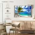 thumbnail image 5 of Elephant Stock Window Scene Wall Art - Horizontal Canvas Wall Art - Living Room Wall Decor - Beach Canvas - Blue And Green Decor - 48" x 32", 5 of 8