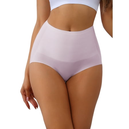 Allegra K Women s High Waist Full Coverage Brief Tummy Control Underwear Panty L Purple