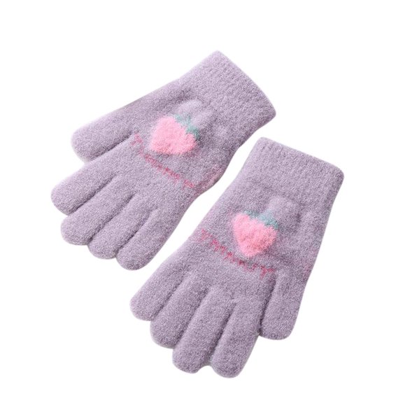 Yanyanz Gloves Mittens, Children Boys Full Warm Knitted Gloves Kids Girls Baby Mittens Winter Finger Skiing Gloves Gloves, Gloves Dark Gray One Size