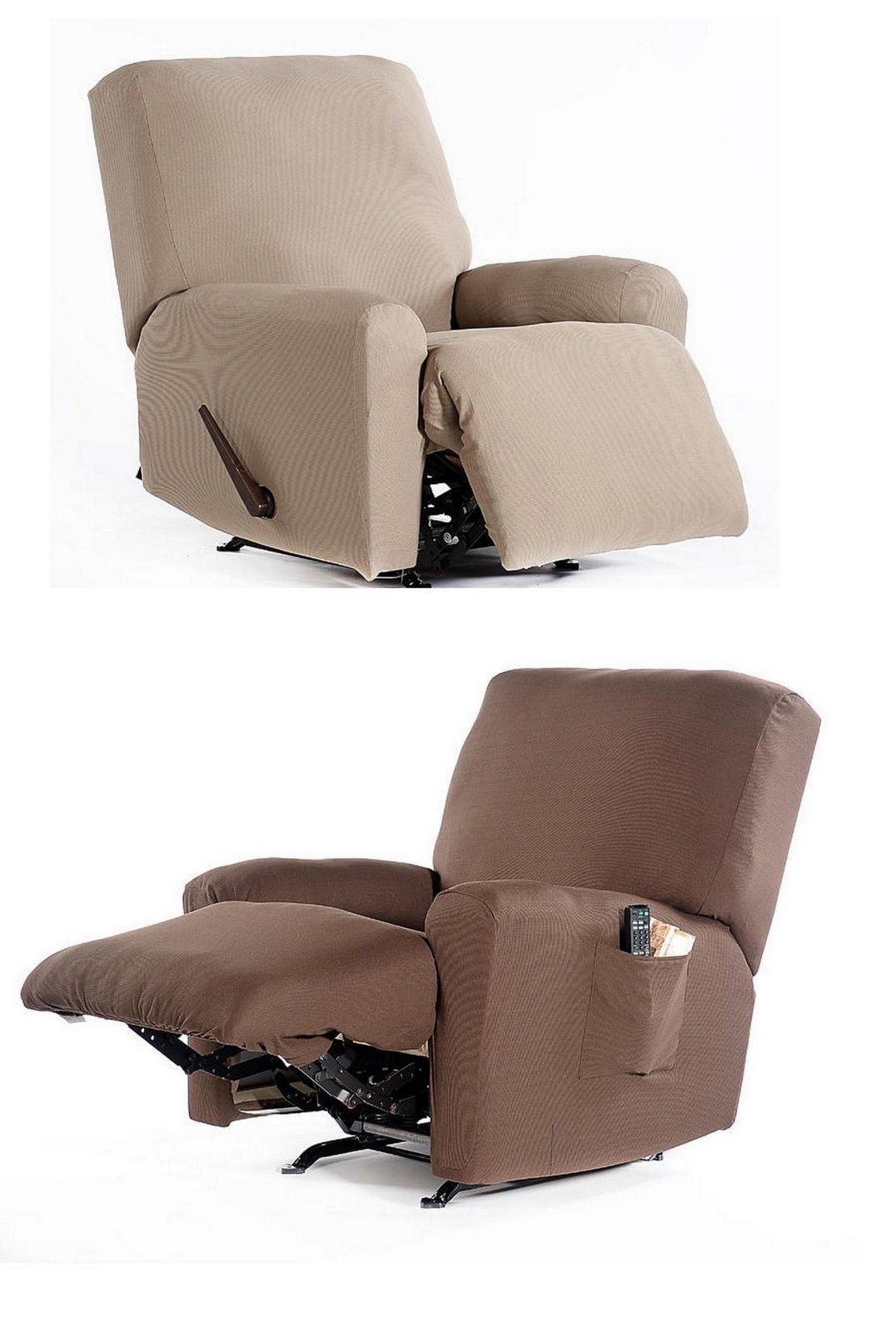 Recliner Chair Stretch Fabric Slip cover 4-piece Set Complete Cover tight  fit TAN
