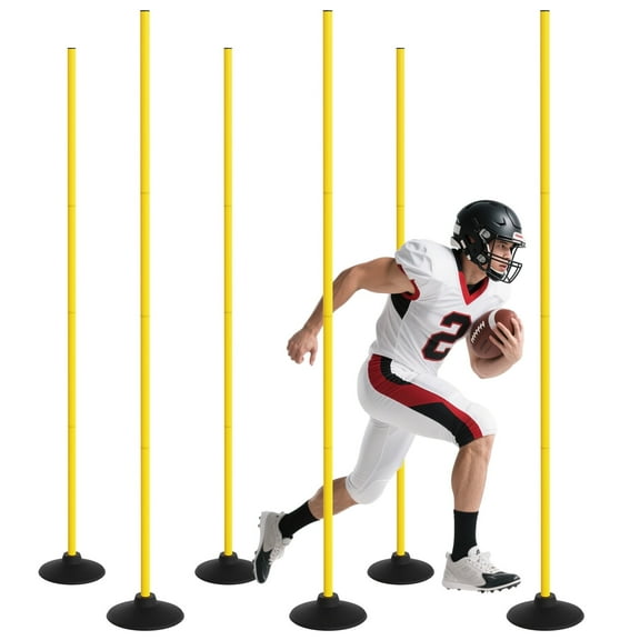Haosegd 6 x 5.6ft Agility Training Poles with Rubber Soccer Football Basketball