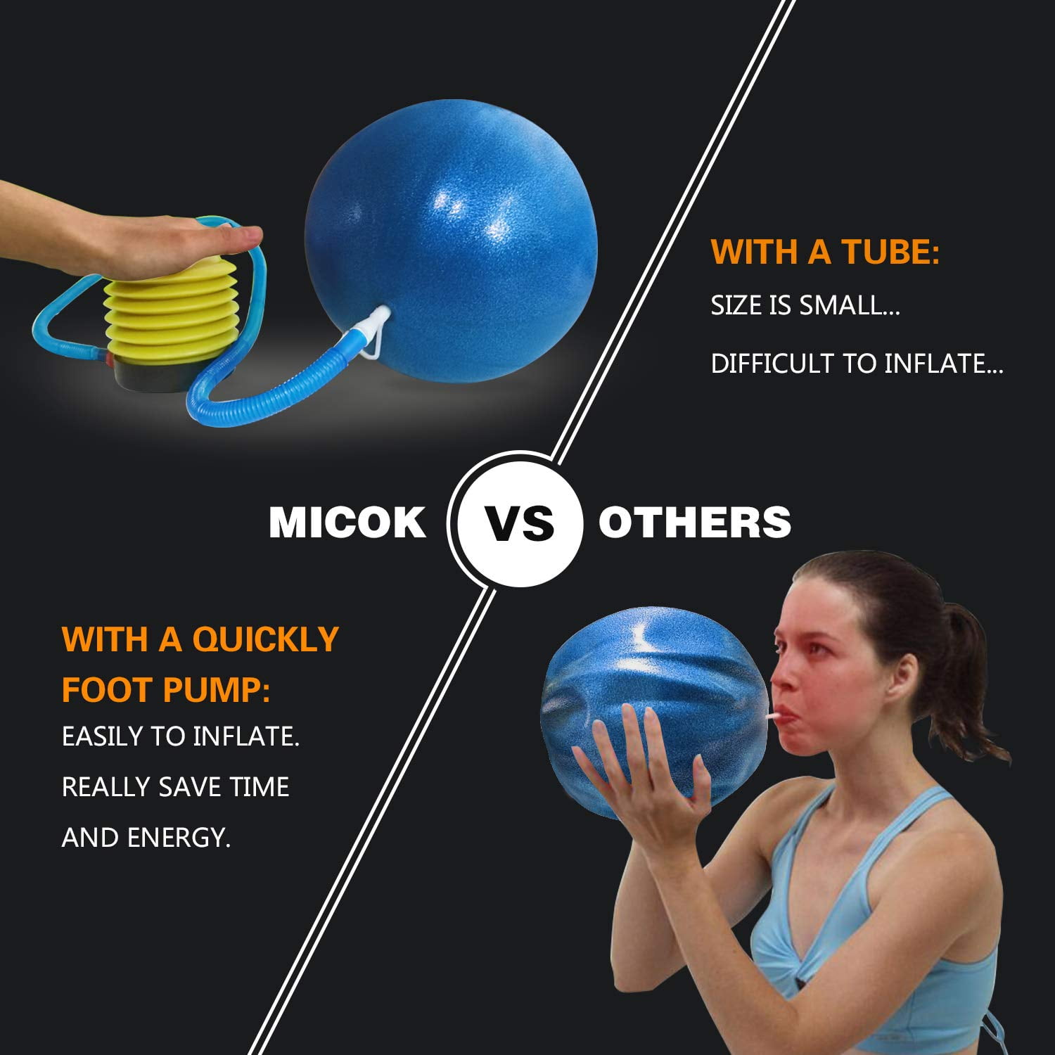 Exercise Ball 9inche with Quick Foot Pump Professional Grade Anti Burst Slip Resistant Stability Balance Ball for Yoga Workout Cardio Drumming Classroom Work Chair Walmart