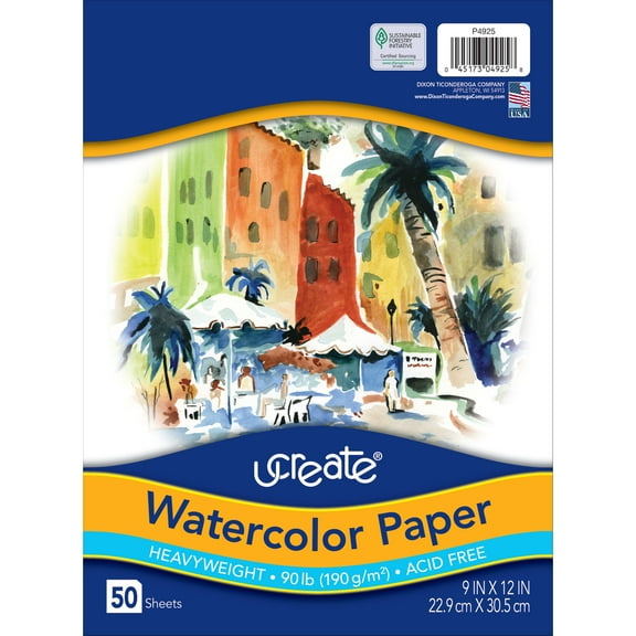 Pacon UCreate Watercolor Paper, 9 in x 12 in