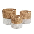 thumbnail image 2 of happimess BSK2011E-3SET Avery Bohemian Cottage Handwoven Hyacinth Cylinder Nesting Baskets with Handles, Natural/White (Set of 3), 2 of 6