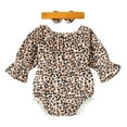 thumbnail image 2 of Baby Girls Long Sleeve Leopard Romper Shorts Newborn Jumpsuit + Headband Set 0-12M, 2 of 6