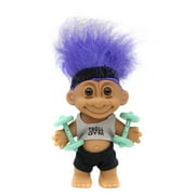 Russ Berrie My Lucky Gym Troll Wbarbells 6" Troll Doll Purple Hair