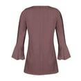 thumbnail image 5 of aidice 3/4 Length Sleeve Womens Tops Eyelet Button Round Neck Ruched Tunic Casual Solid Color Tee Shirts, 5 of 5