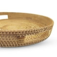 thumbnail image 4 of Kabuer Round Rattan Serving Tray, Decorative Woven Ottoman Tray with Handles for Coffee Table, 14 x 2.4 inch, 4 of 7