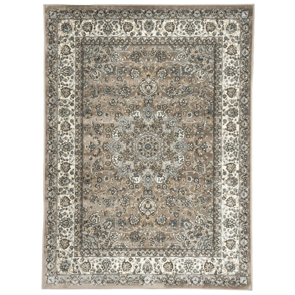 SAFAVIEH Atlas Vivienne Traditional Area Rug, Taupe/Blue, 4' x 5'3"