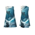 thumbnail image 7 of Uemuo Ice Blue Ocean Cute Dolphin A Pattern Women’s Sleeveless Dress – Casual Summer A-Line Dress, Stylish and Comfortable Sundress for Hot Weather, 7 of 7