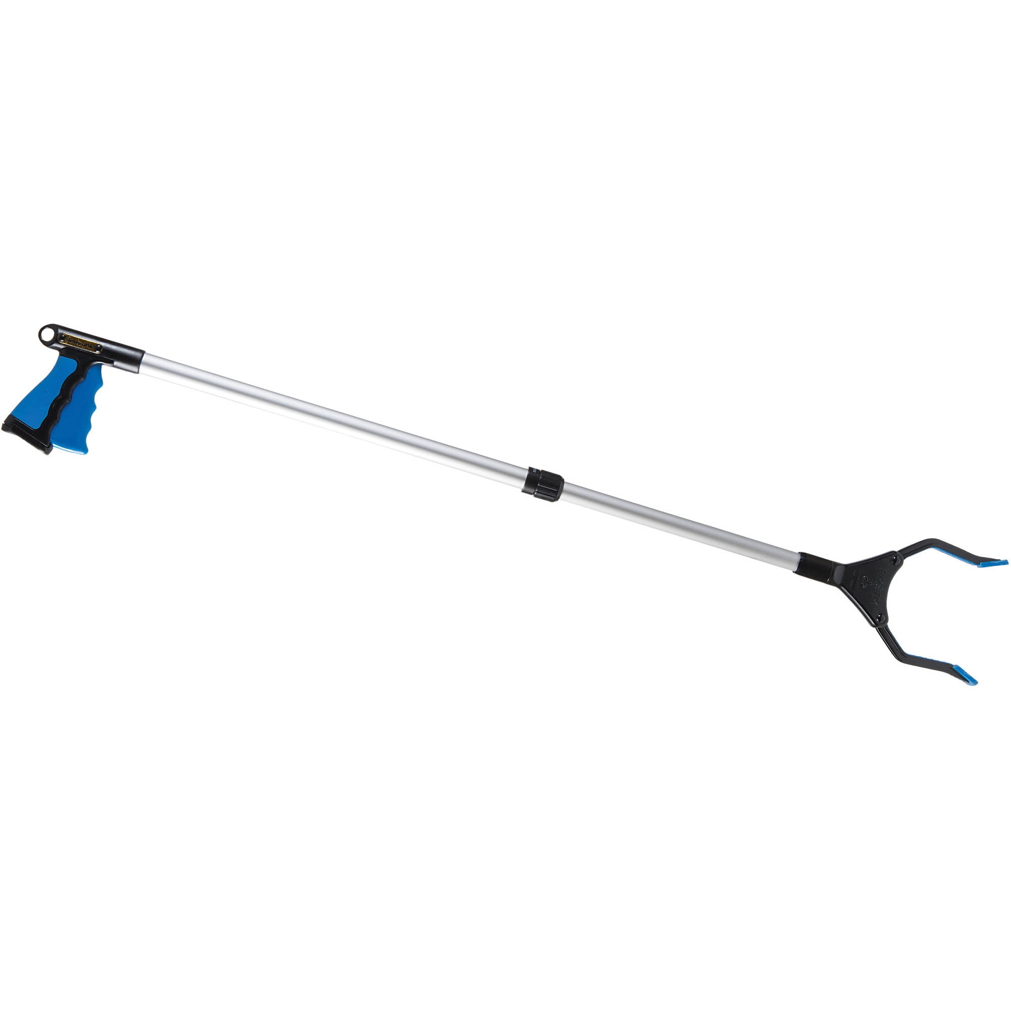 Extend Reach Grabber with Locking Claw, Handicap Grip Reacher, Adjustable Length High Reach Grabber for Handicapped, Rotating Reacher Grabber, Blue and Silver
