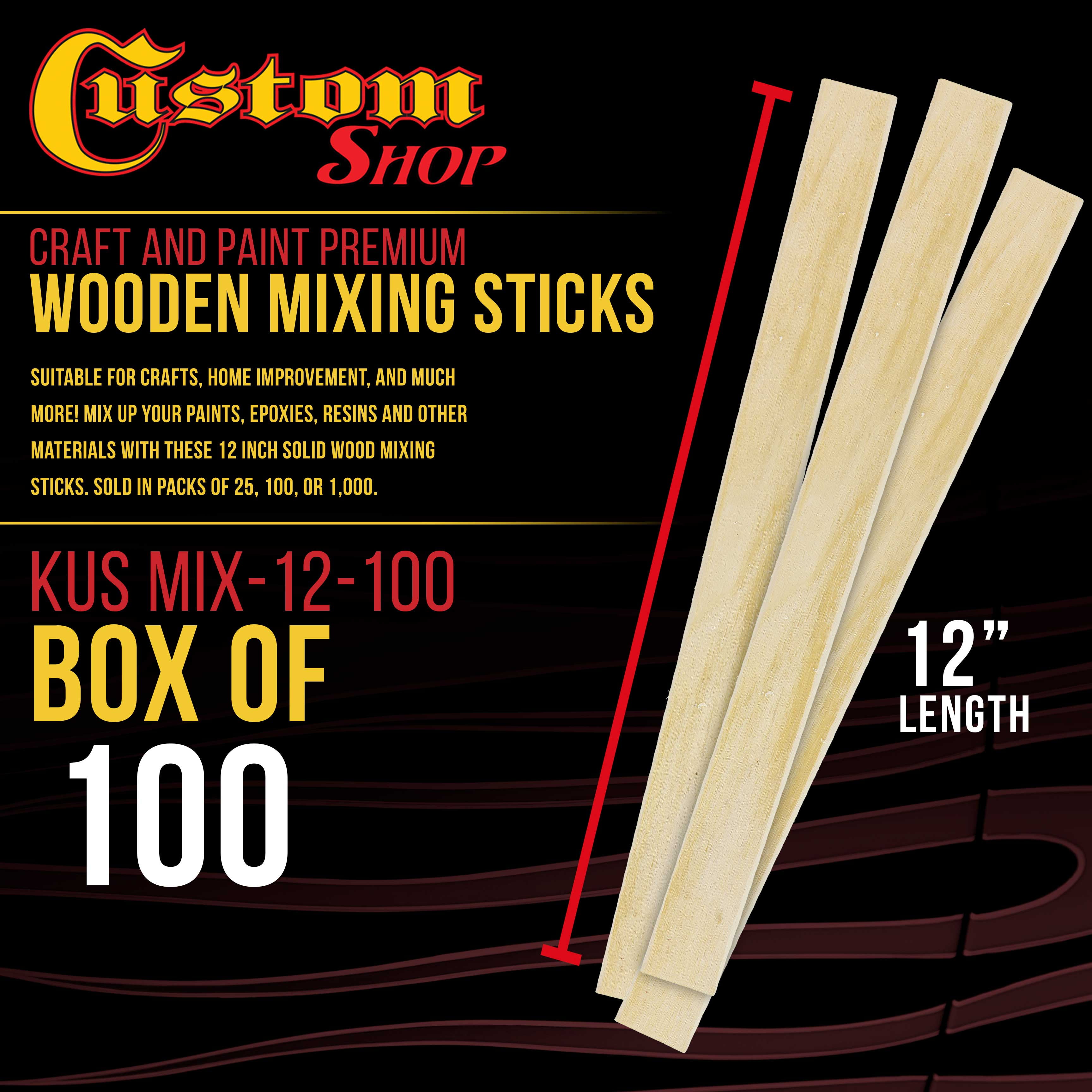 Craft Paint 12 Inch Wood Stirrers Mix Epoxy resin Paint Mixing - 100 Sticks