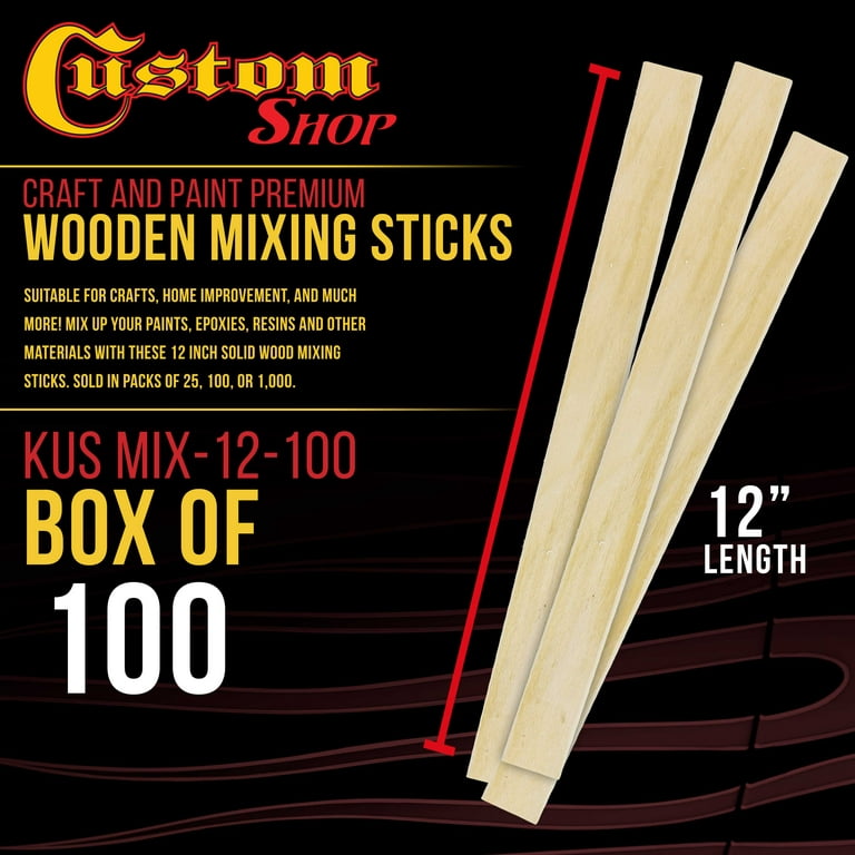 Craft Paint 12 Inch Wood Stirrers Mix Epoxy resin Paint Mixing - 100 Sticks  