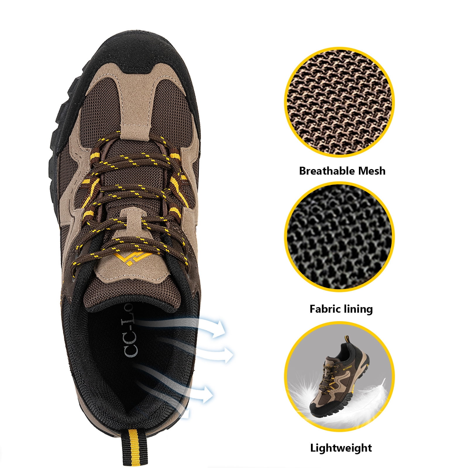 CC-Los Women Waterproof Hiking Shoes Outdoors Lightweight Breathable Walking Shoes for Climbing Cycling 5-10.5
