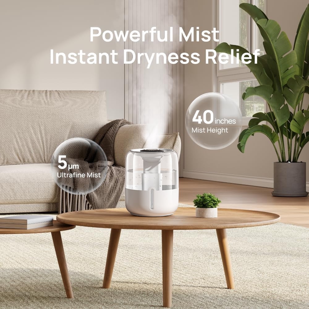 6.8L Whisper-Quiet Night Light Humidifier, Digital Display & Custom Humidity Control for Bedroom Office Home
