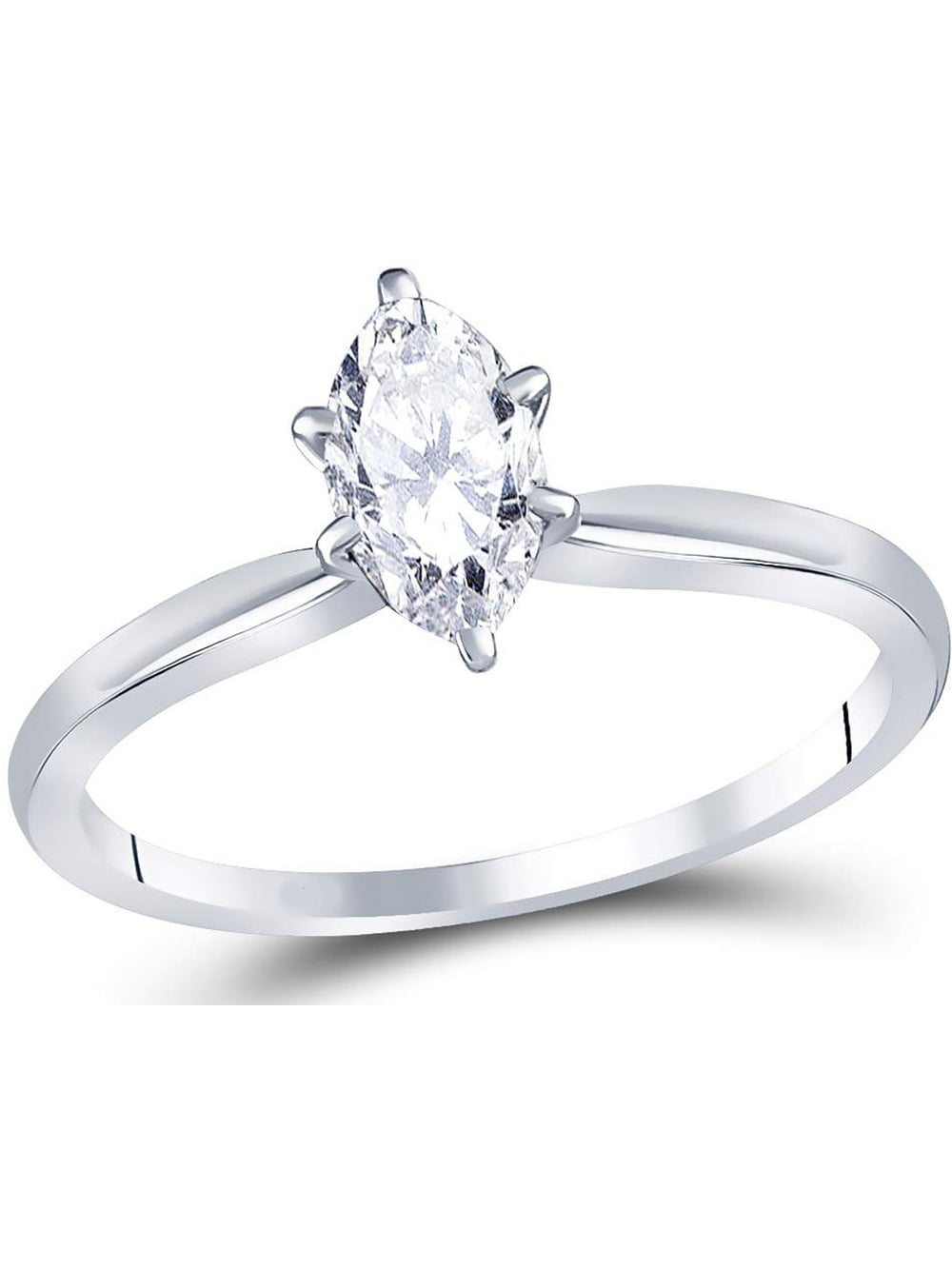 3/4 Carat (Ctw J-K, I1) Marquise Cut Solitaire Diamond Engagement Ring ...